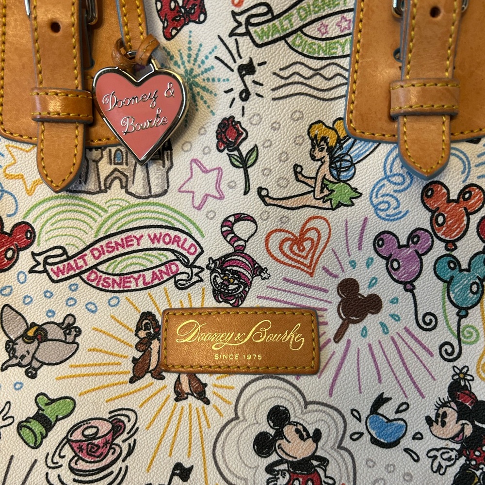 Disney Dooney & Bourke Multi Character Tote with Brown Handles - Picture 3 of 11